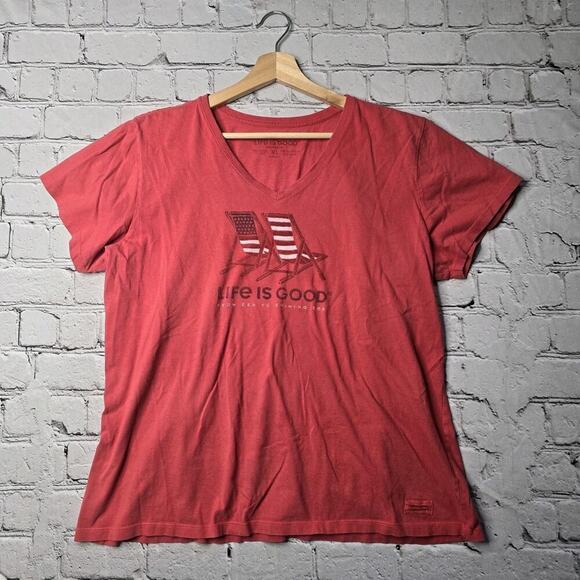 Life Is Good 100% Cotton Crusher Tee Short Sleeve Tshirt 4th Of July Size XL - Picture 1 of 9